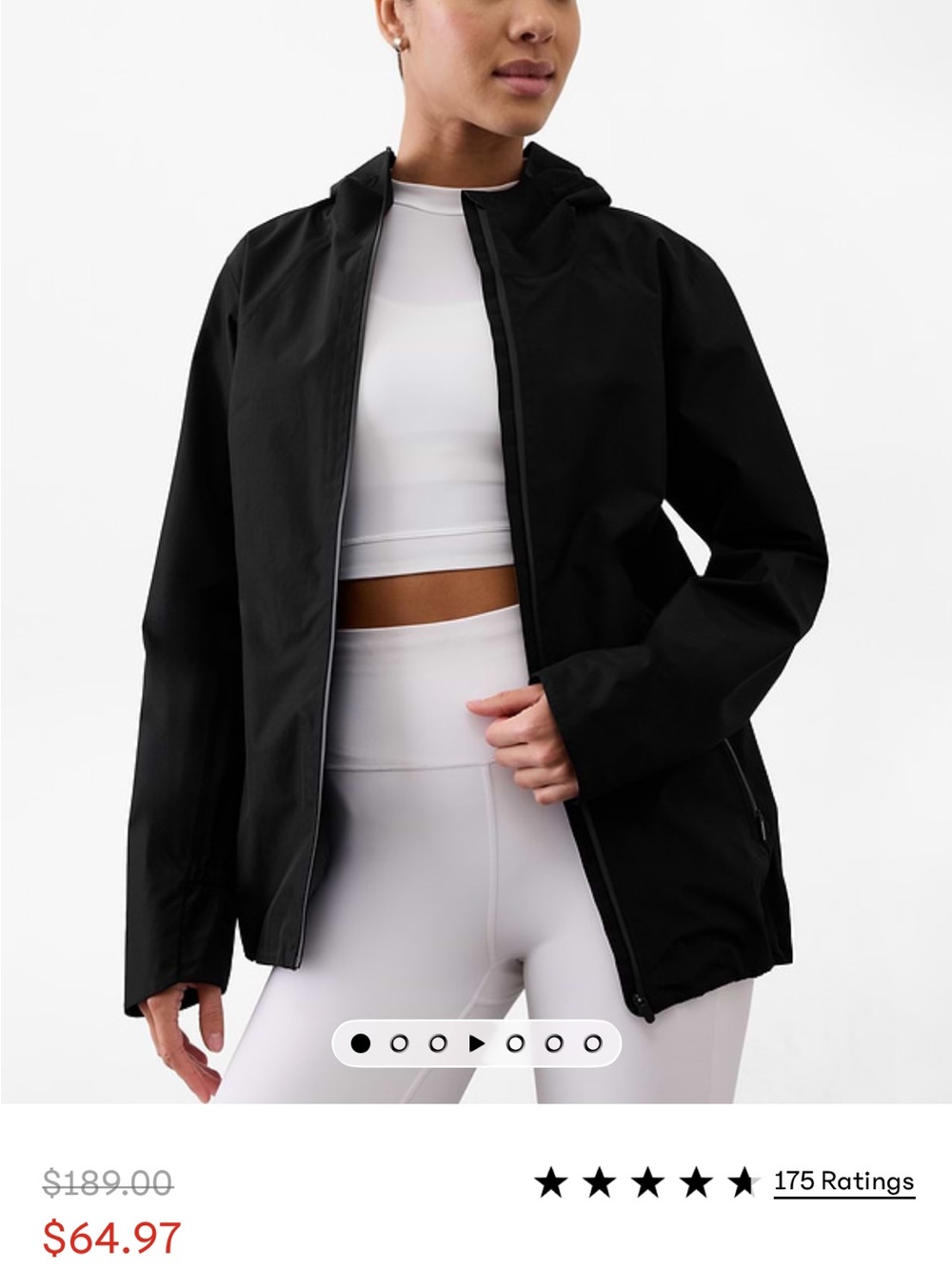 Athleta Black Hooded Utility Jacket